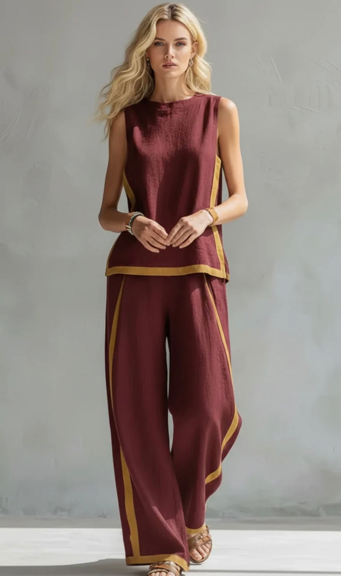 Women's Relaxed Fit Two-Piece Wide-Leg Set