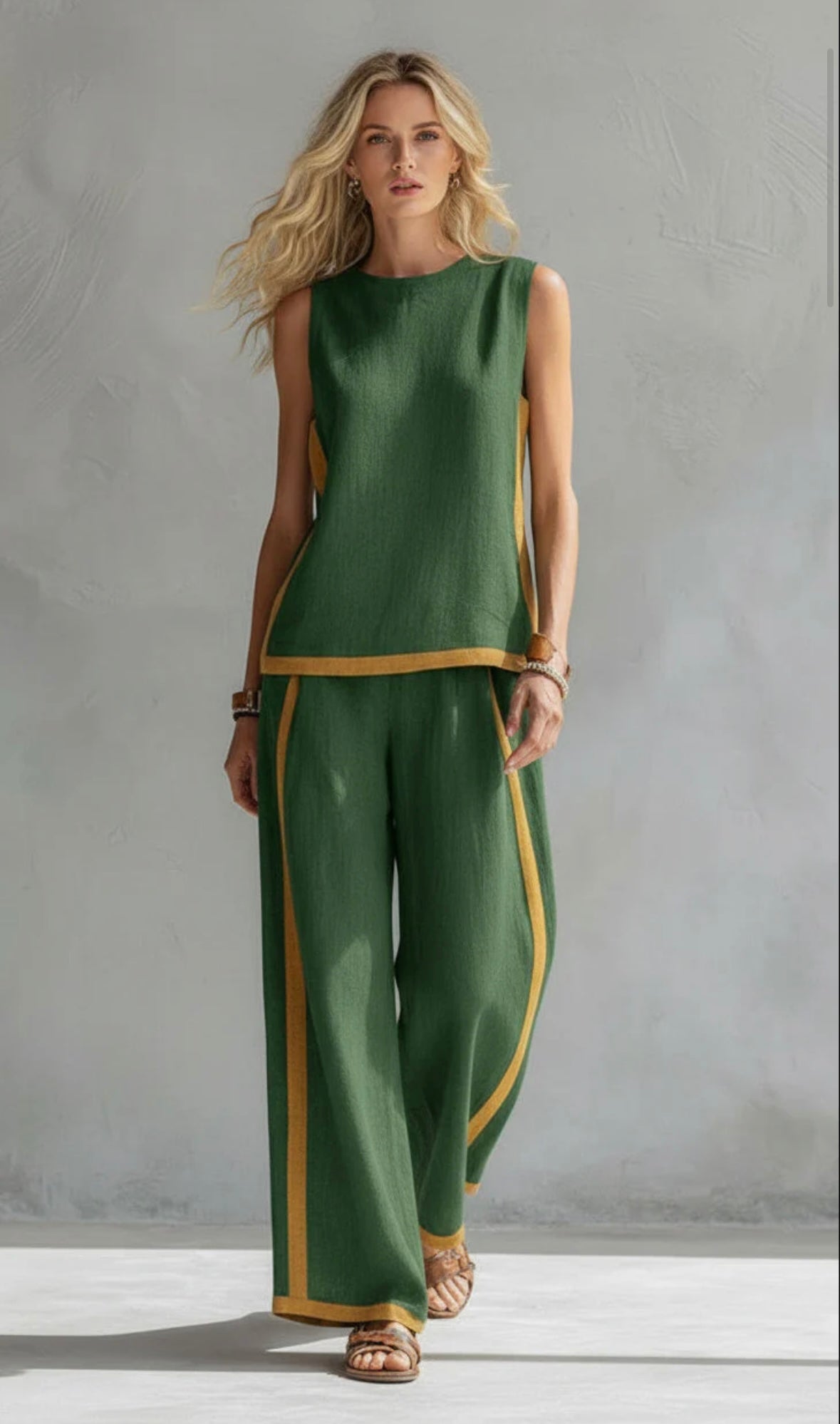 Women's Relaxed Fit Two-Piece Wide-Leg Set