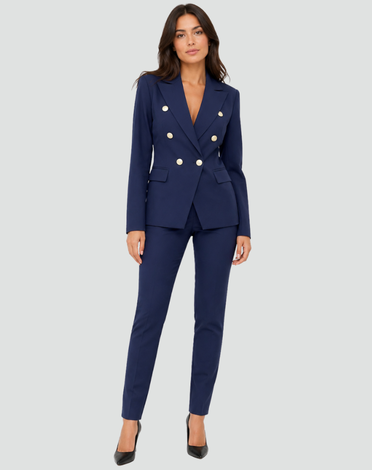 Women's Double-Breasted Blazer Pants Suit Set