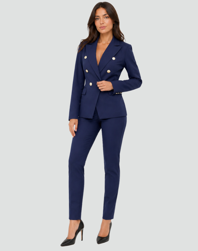 Women's Double-Breasted Blazer Pants Suit Set