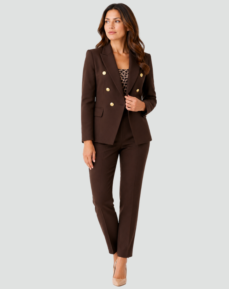 Women's Double-Breasted Blazer Pants Suit Set