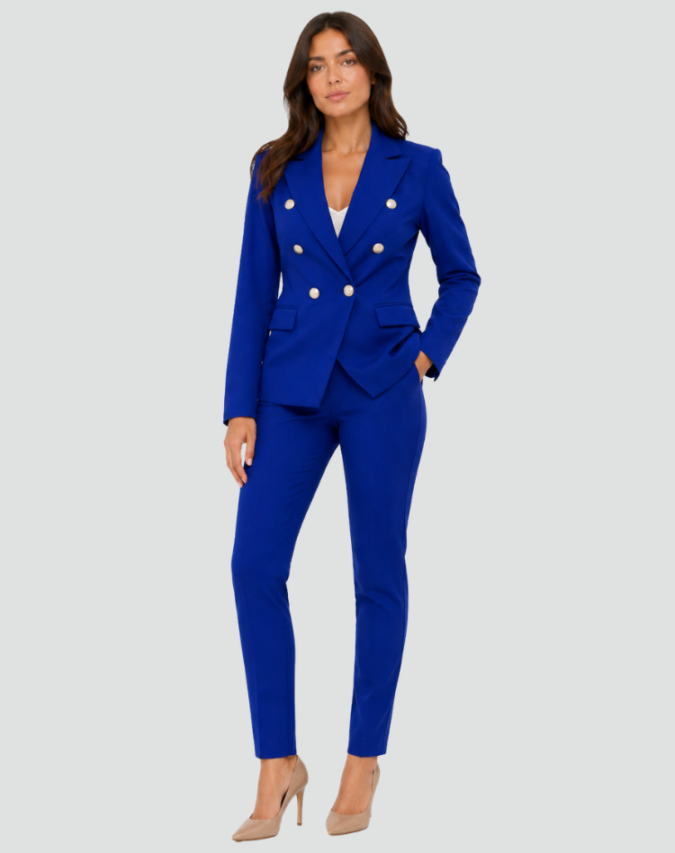 Women's Double-Breasted Blazer Pants Suit Set