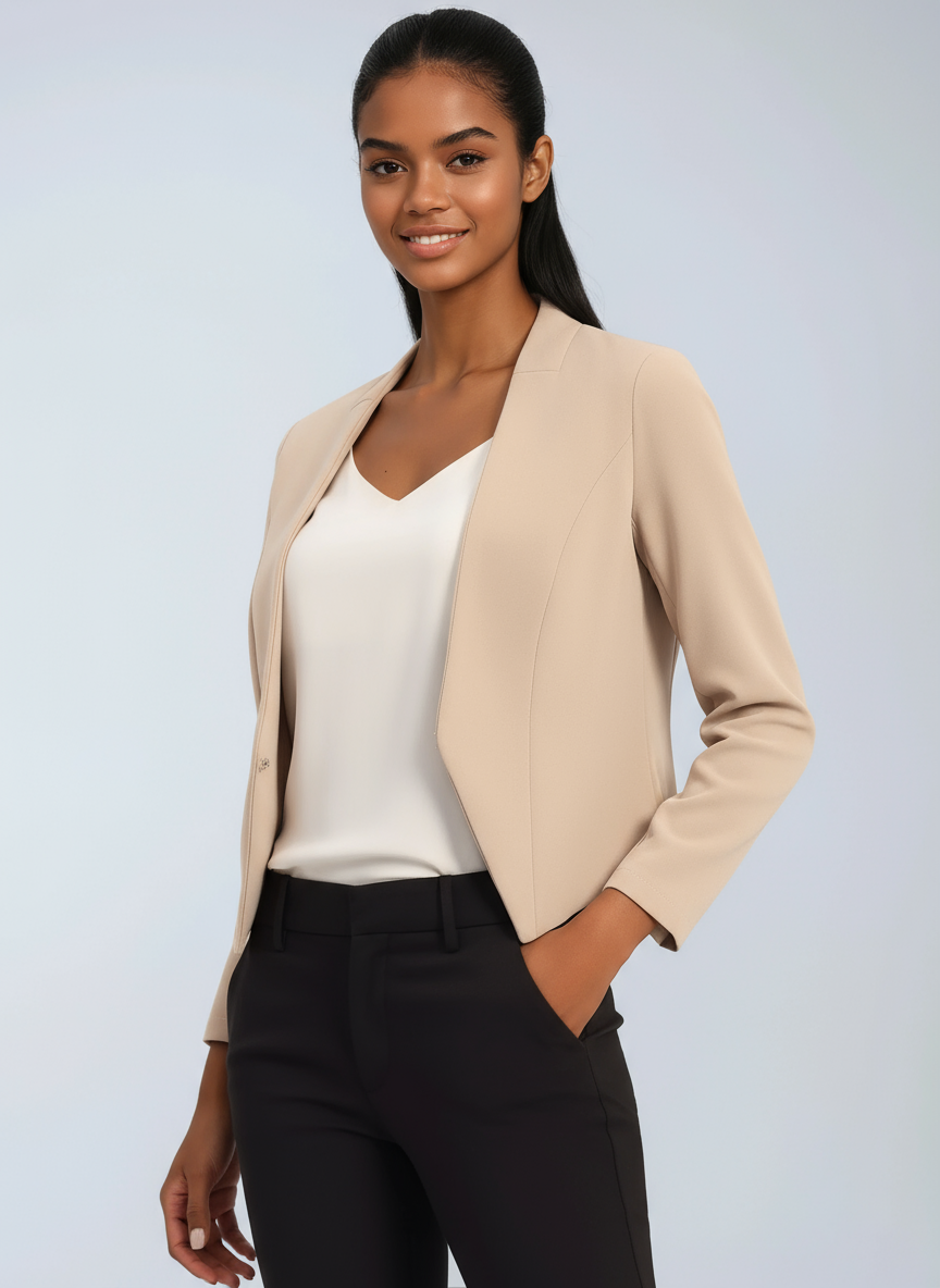 Blazer femme ajusté à coupe structurée et devant ouvert