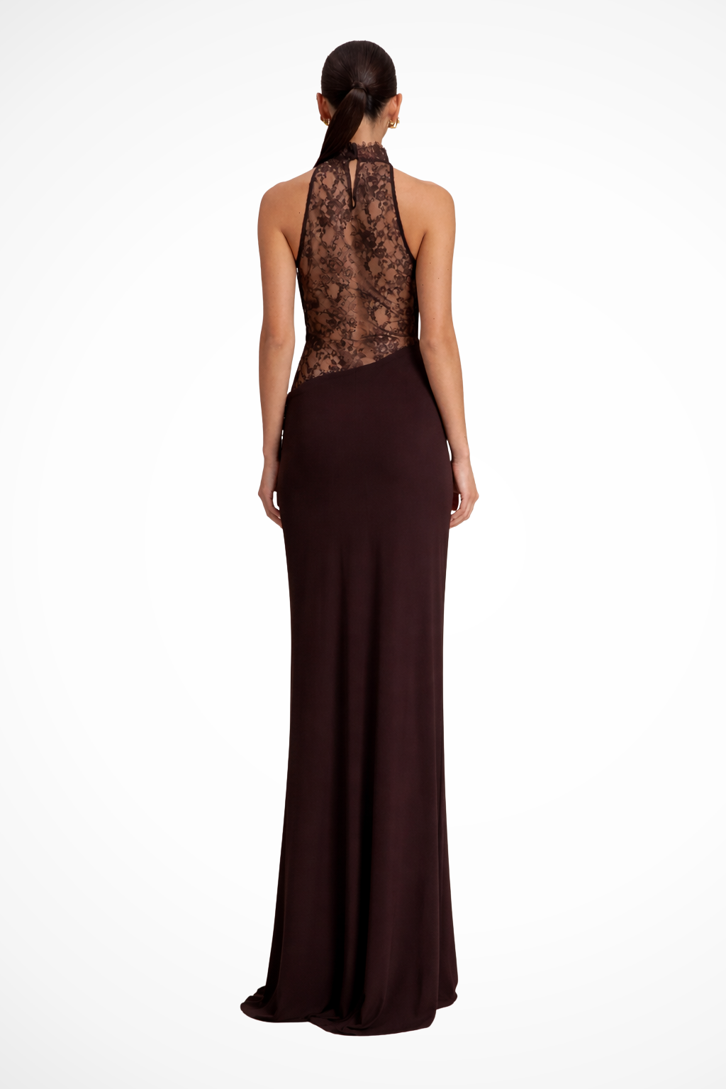 Women's Lace Halter Mermaid Maxi Dress