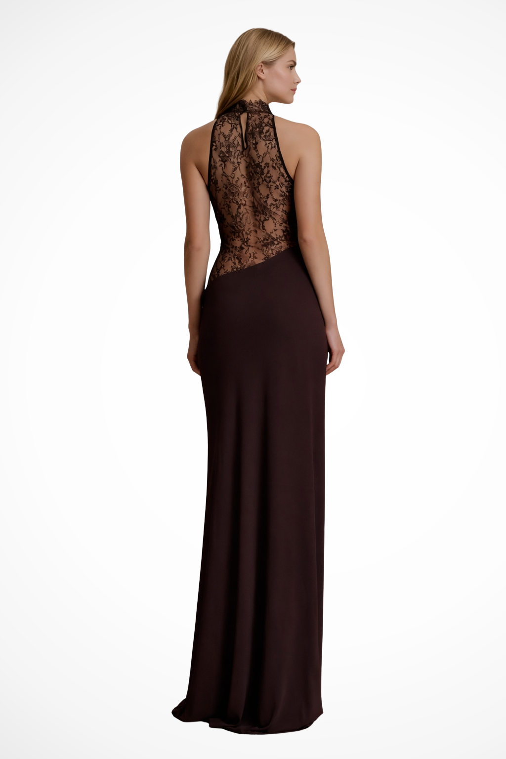 Women's Lace Halter Mermaid Maxi Dress