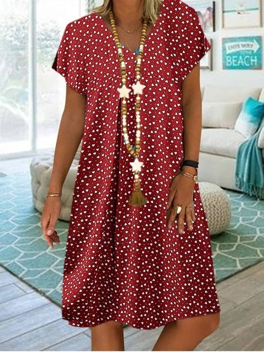 Women's Polka Dot Summer Flowing Midi Dress