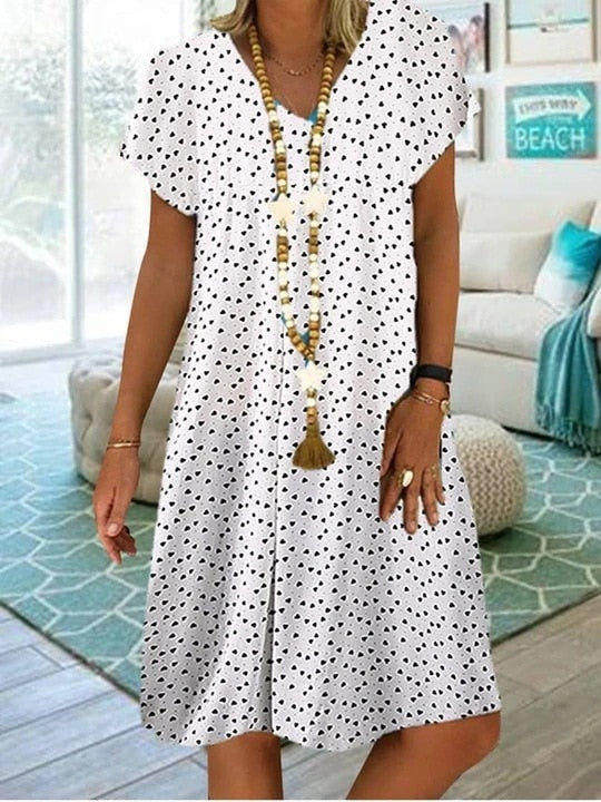 Women's Polka Dot Summer Flowing Midi Dress