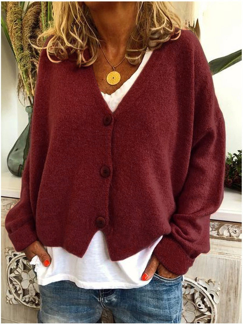Women's V-Neck Button-Up Cardigan