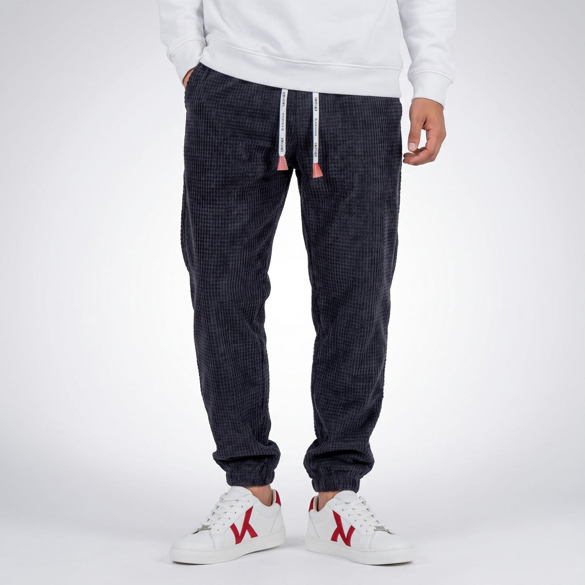 Pantaloni jogger da uomo in velluto a coste con vita regolabile con coulisse