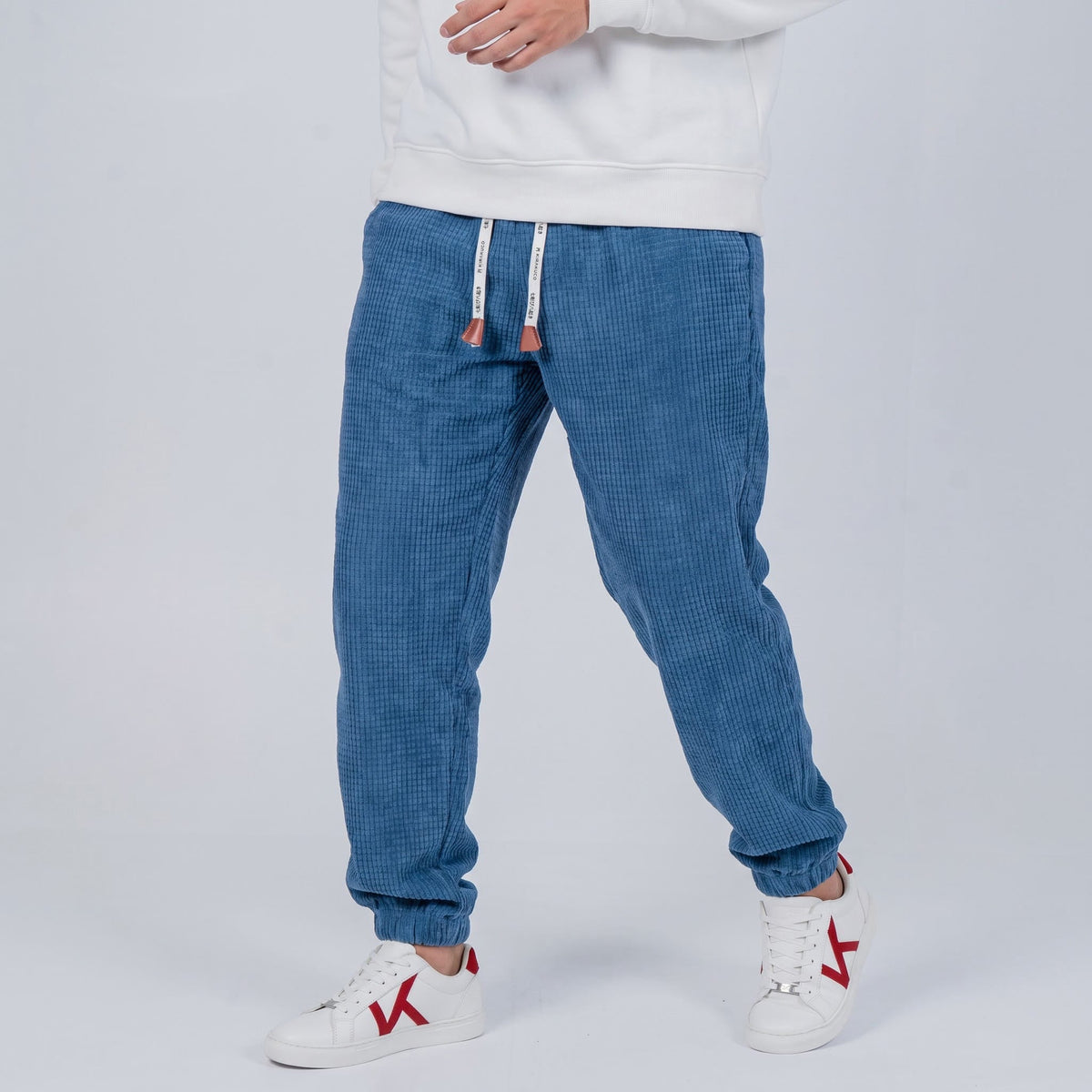Pantaloni jogger da uomo in velluto a coste con vita regolabile con coulisse