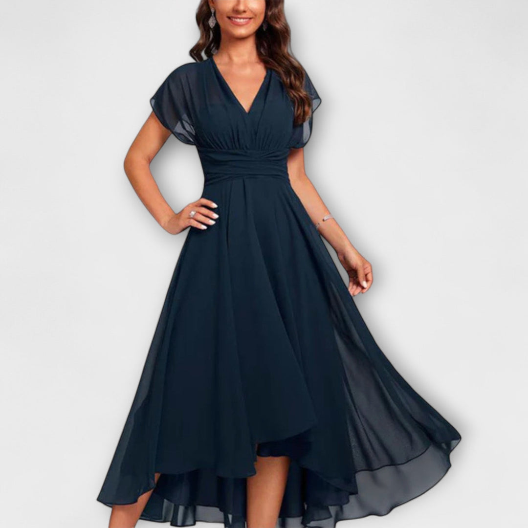Women's Midi Dress with Asymmetrical Hem