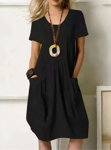 Robe midi décontractée oversize pour femme avec poches froncées