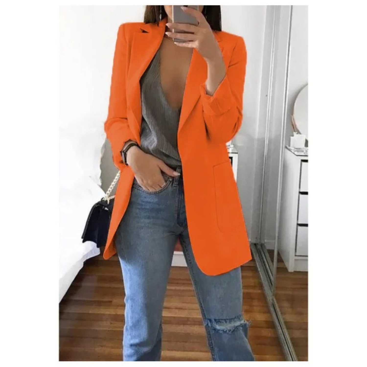 Women's Longline Tailored Blazer with Open Front