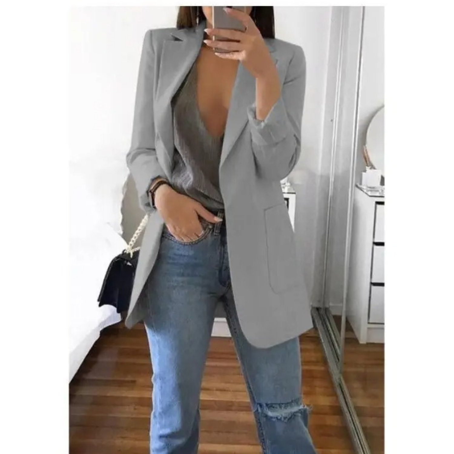 Women's Longline Tailored Blazer with Open Front