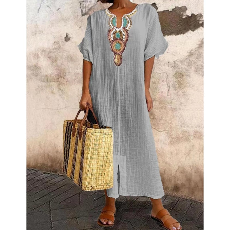 Robe maxi bohème ornée pour femme