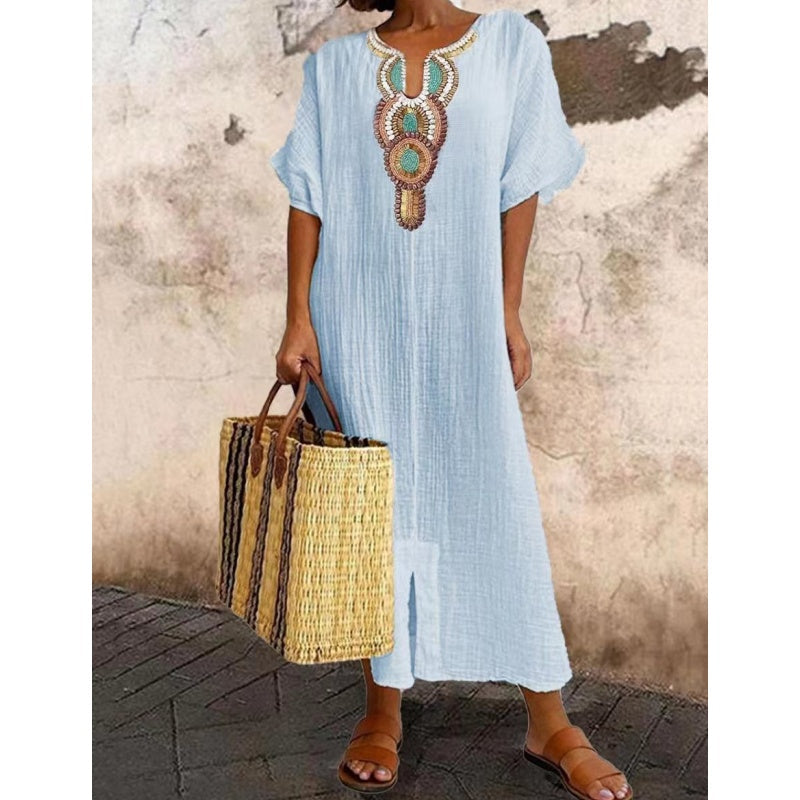 Robe maxi bohème ornée pour femme