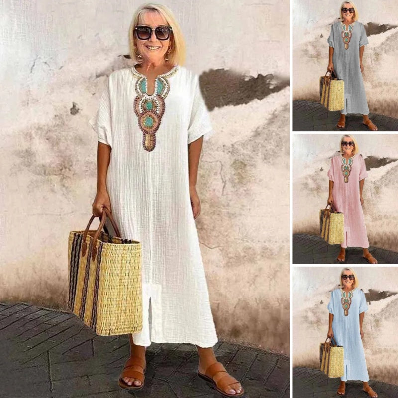 Robe maxi bohème ornée pour femme