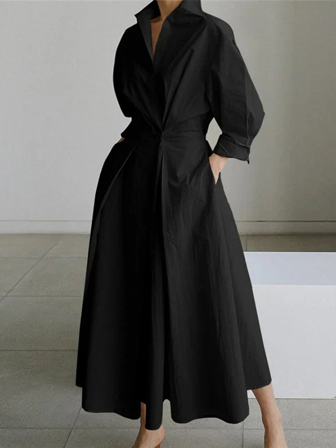 Stylish Pleated Shirt Dress