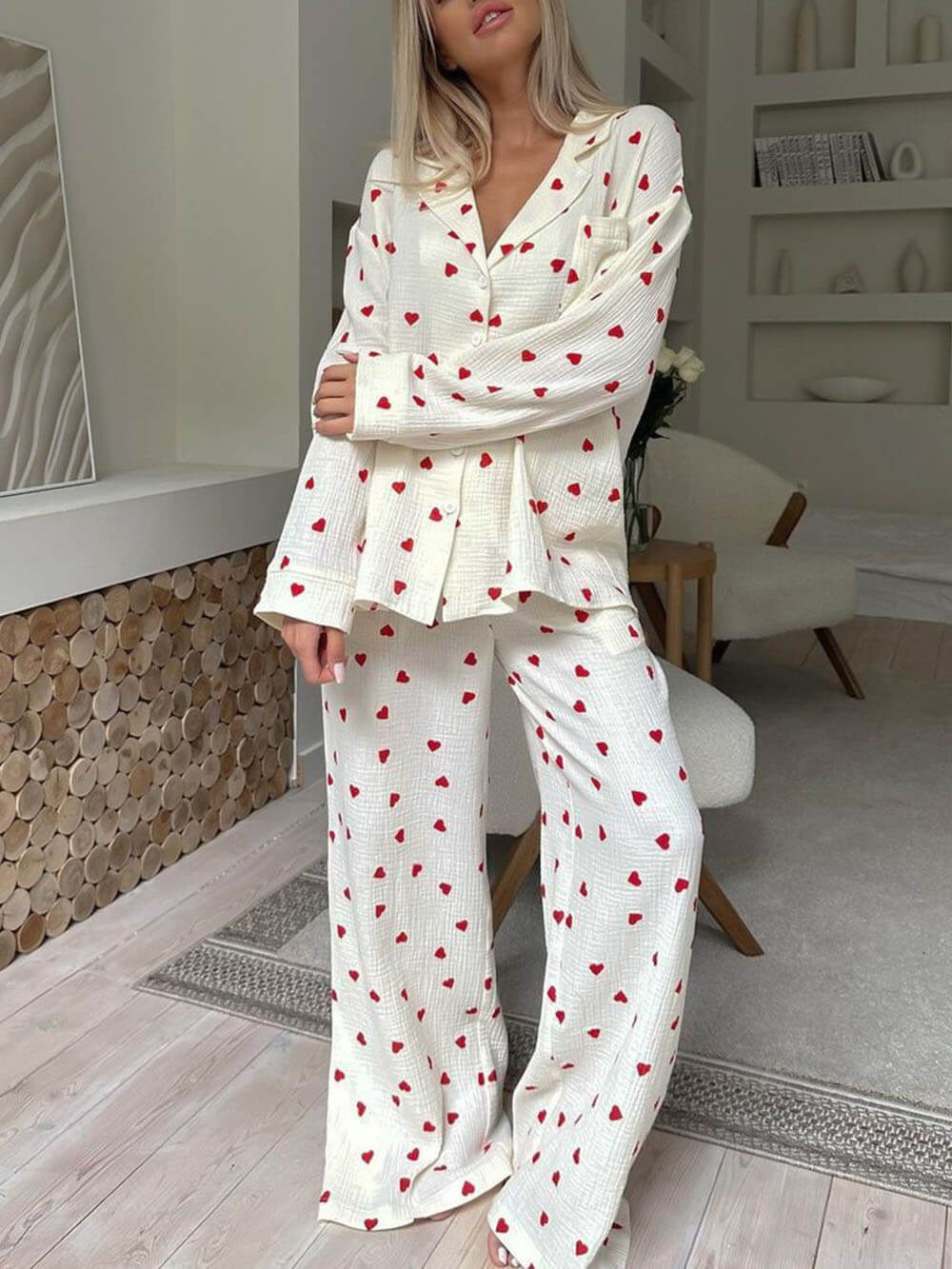 Ensemble de pyjama imprimé cœur Sweet Whispers