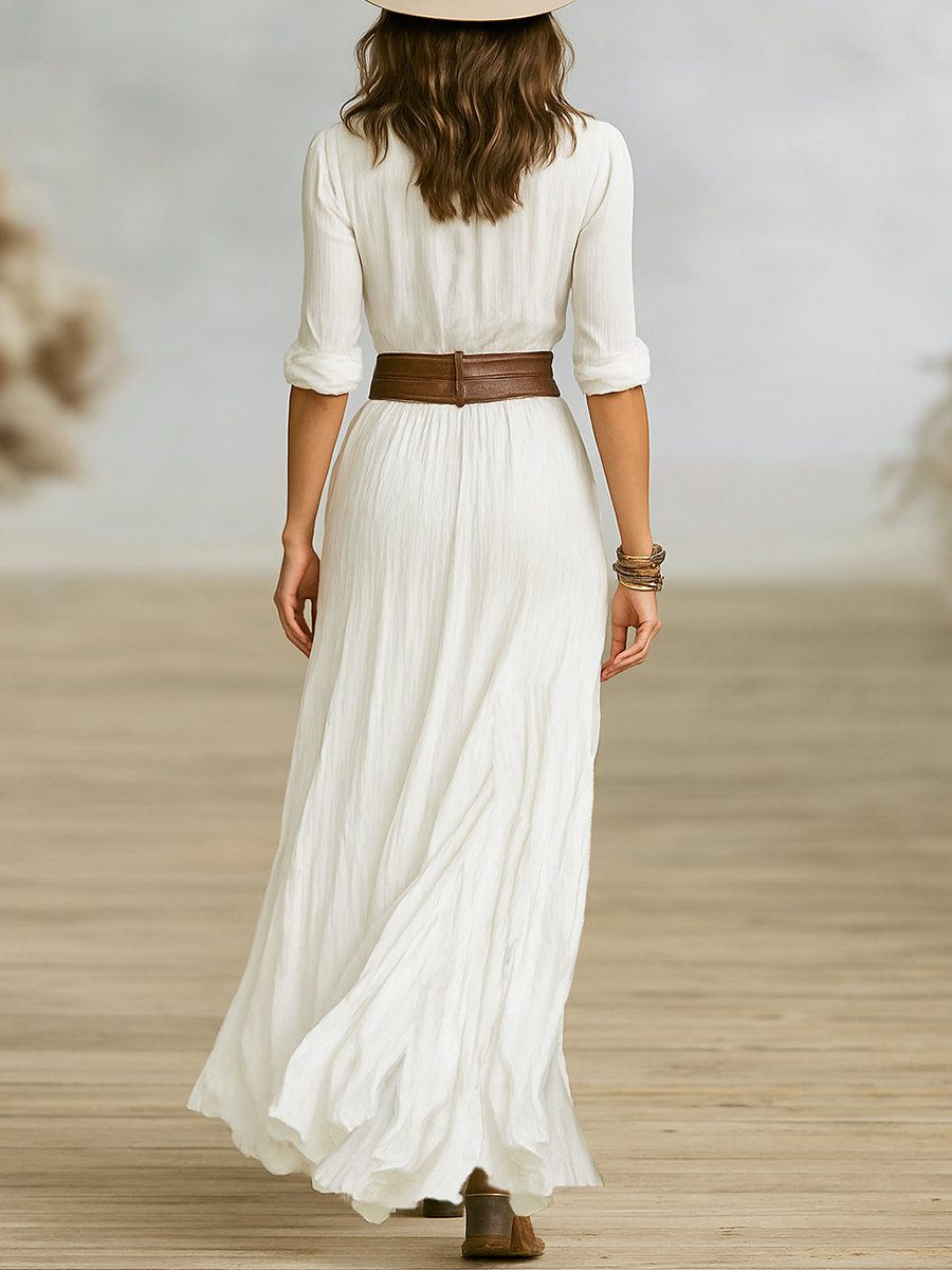 Women’s Bohemian Maxi Shirt Dress with Western-Inspired Style