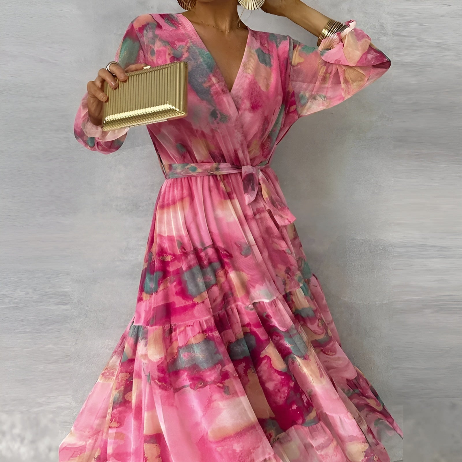 Robe midi plissée d'été à fleurs pour femmes