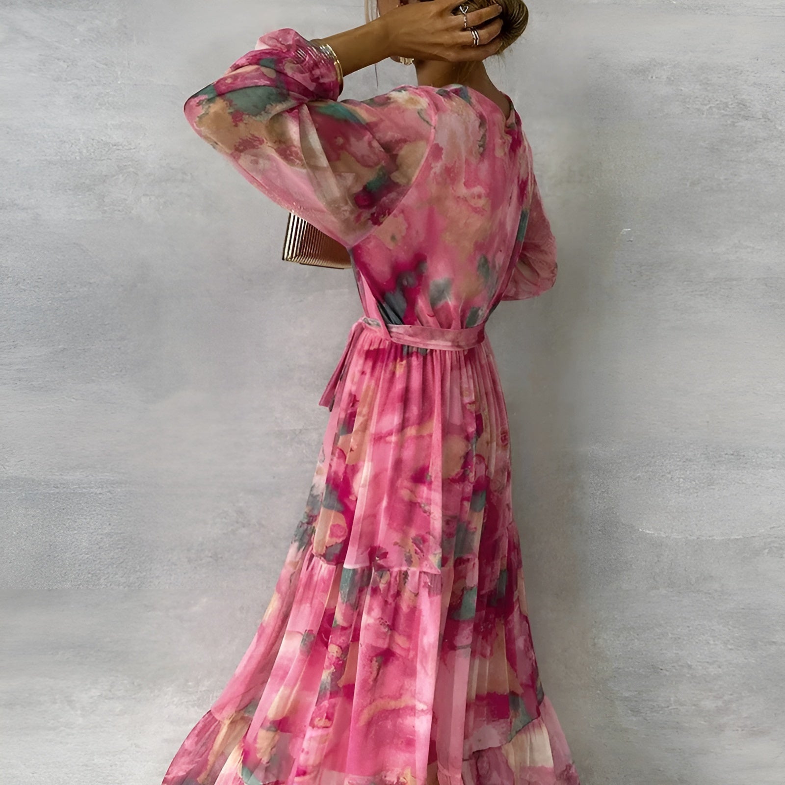 Floral Pleated Summer Midi Dress for Women