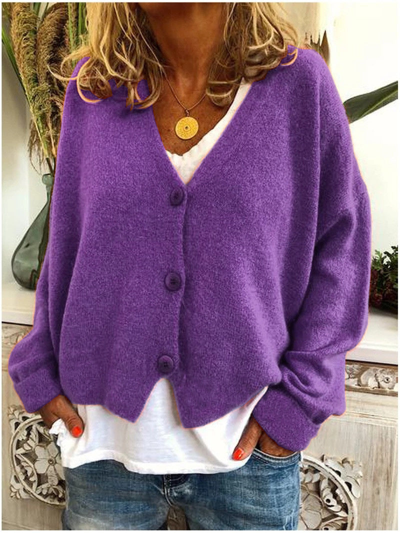 Women's V-Neck Button-Up Cardigan