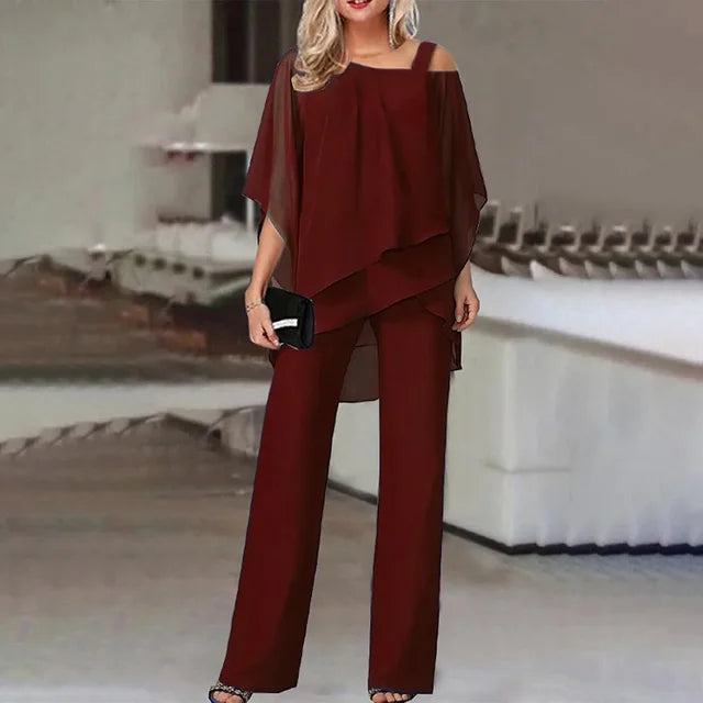 Women’s Off-Shoulder Flowy Top & Wide-Leg Pants