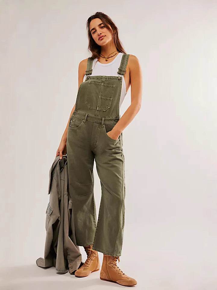 Salopette en jean oversize pour femme avec poches