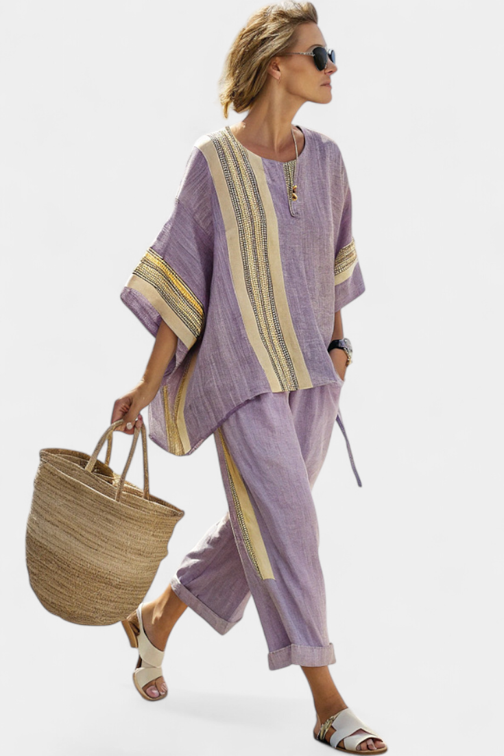 Women's Relaxed Striped Two-Piece Lounge Set