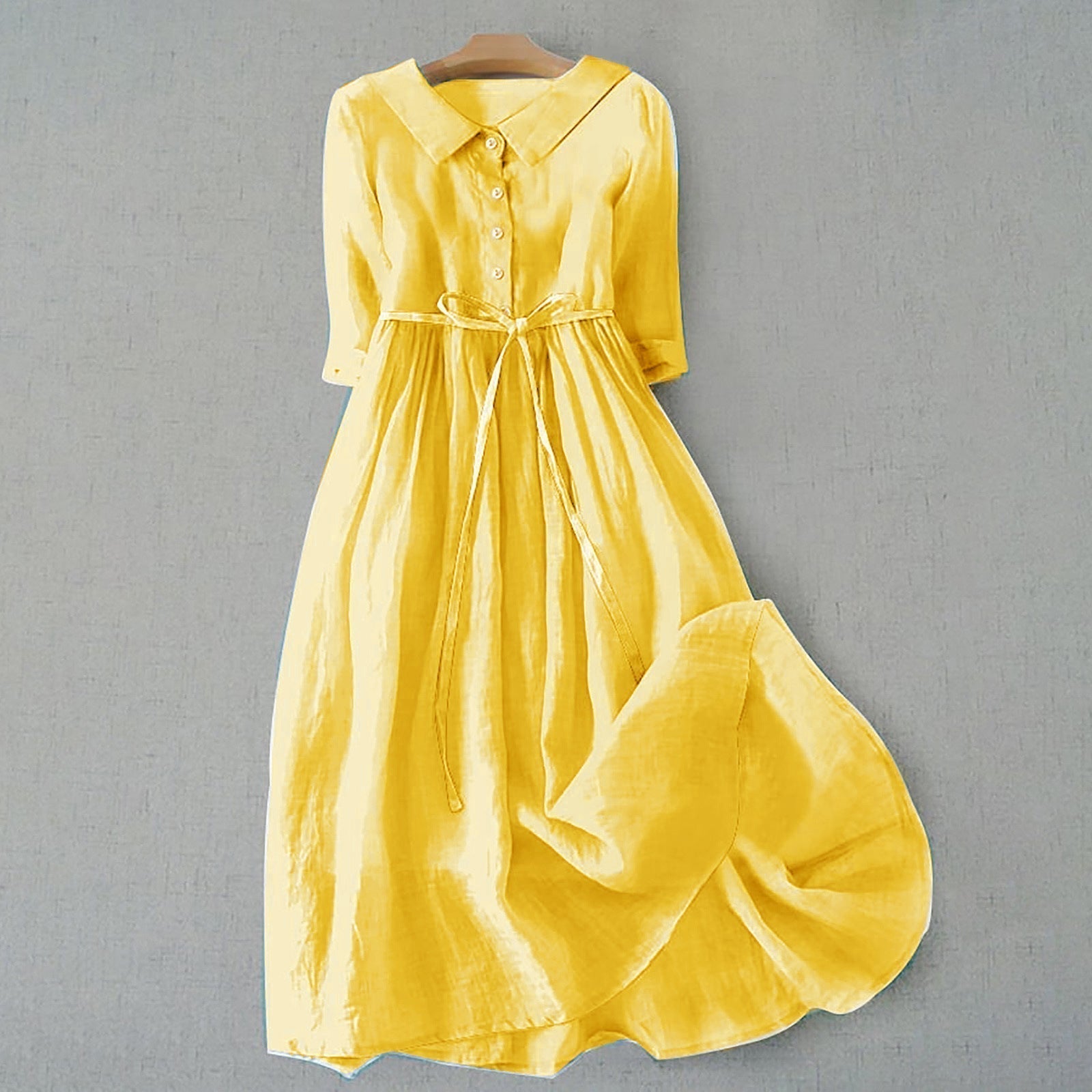 Elegant Button-Front Flowing Midi Dress for Women
