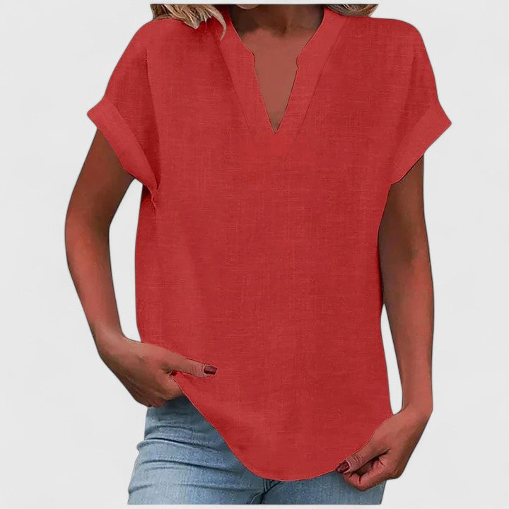 Women's Loose Fit V-Neck Casual Blouse