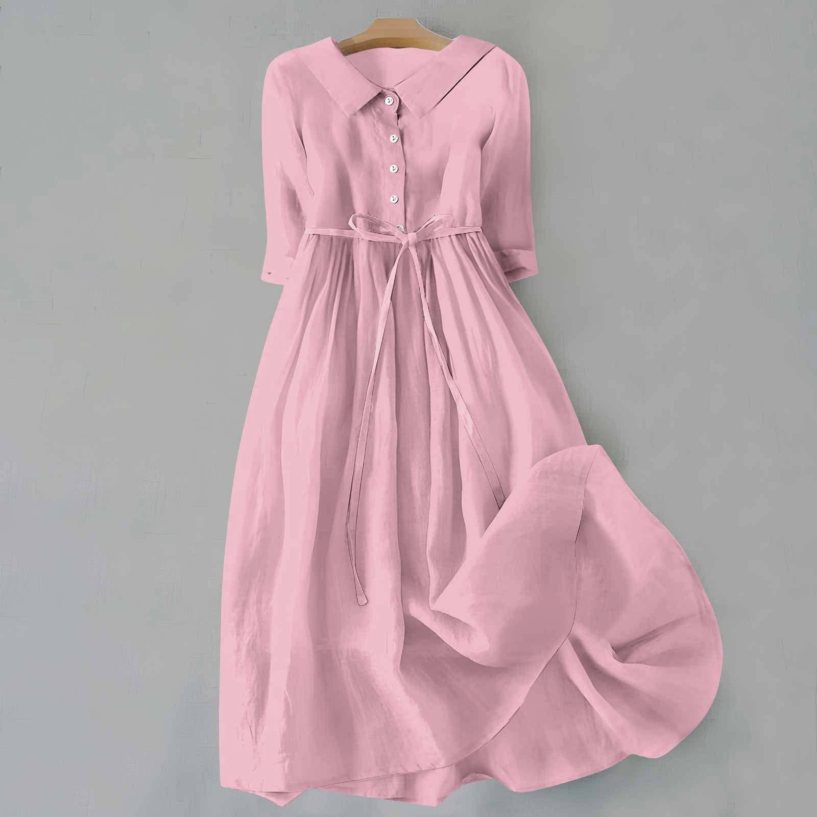 Women's A-Line Casual Dress with Short Sleeves