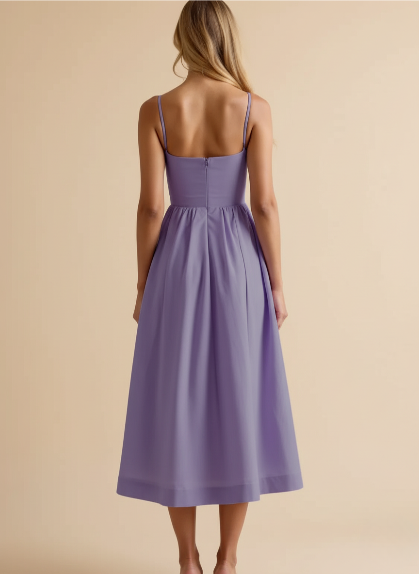 Women's Sweetheart Neck A-Line Midi Dress