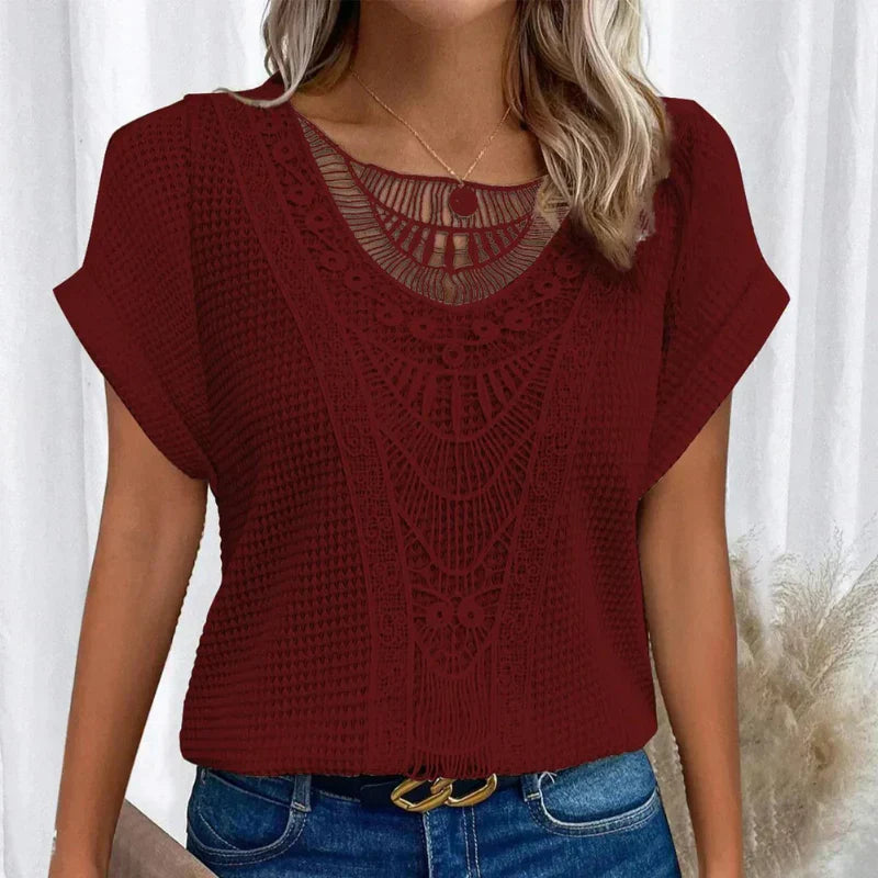 Μπλούζα Πλεκτή Καθημερινή με Λεπτομέρειες Boho Κρόσσι
