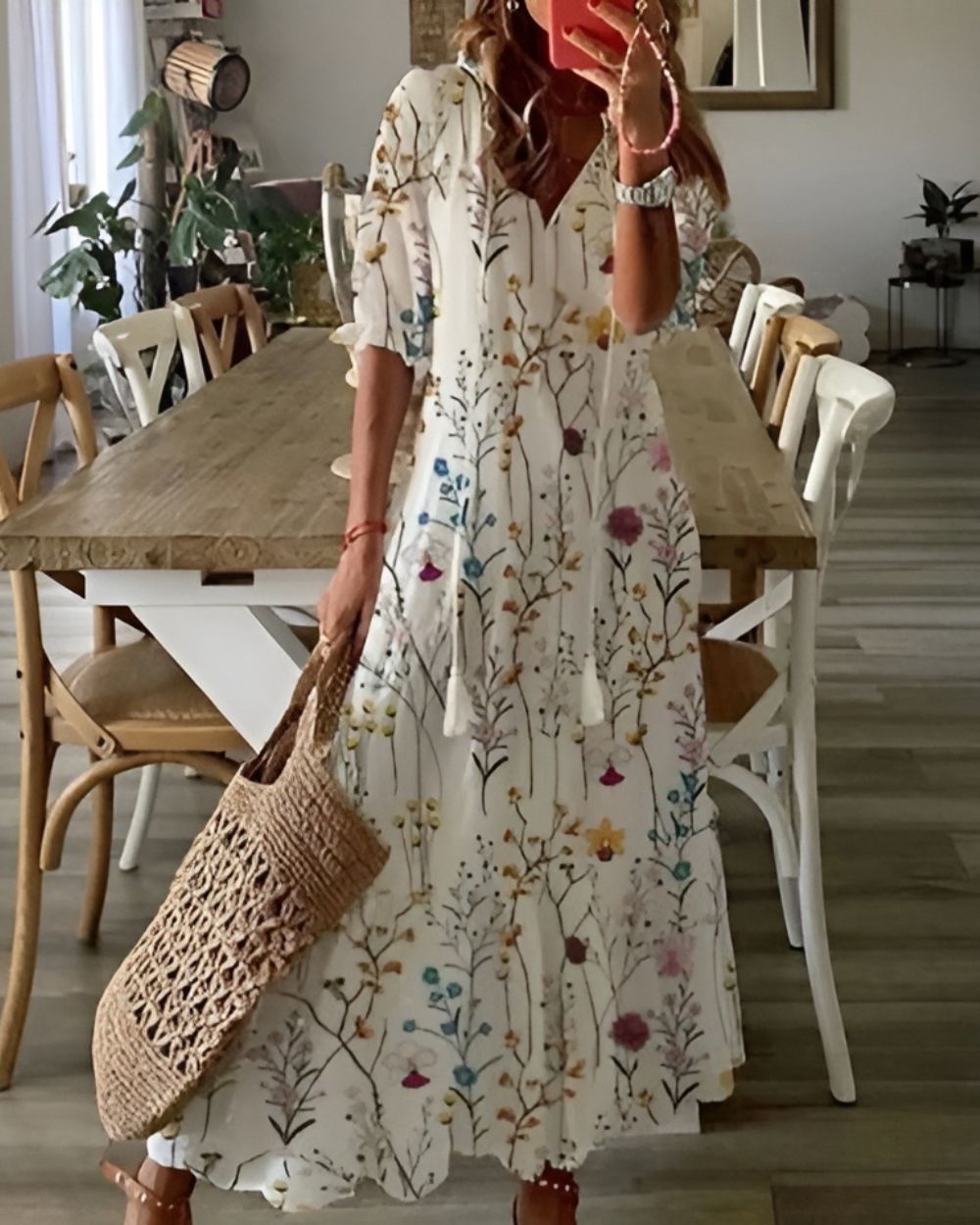 Robe longue bohème à fleurs