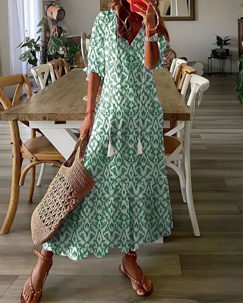 Robe longue bohème à fleurs