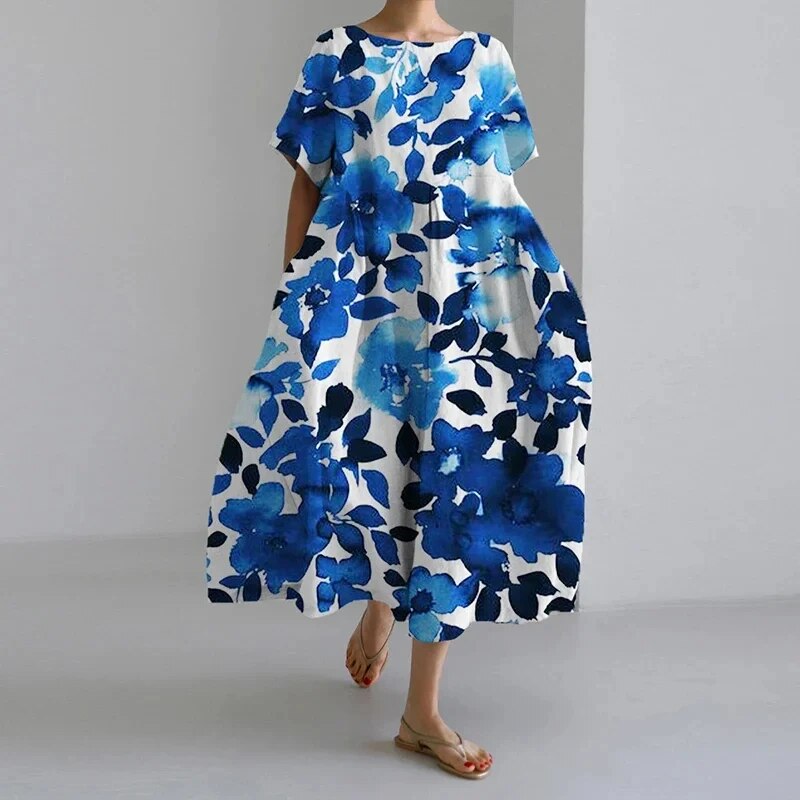 Women's Artistic Print Relaxed Midi Dress