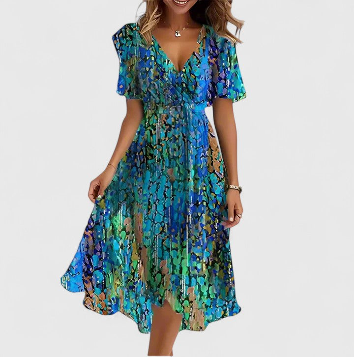 Robe courte élégante à manches volantées pour femme