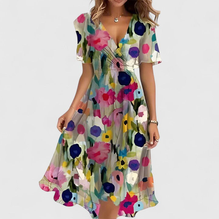 Robe courte élégante à manches volantées pour femme