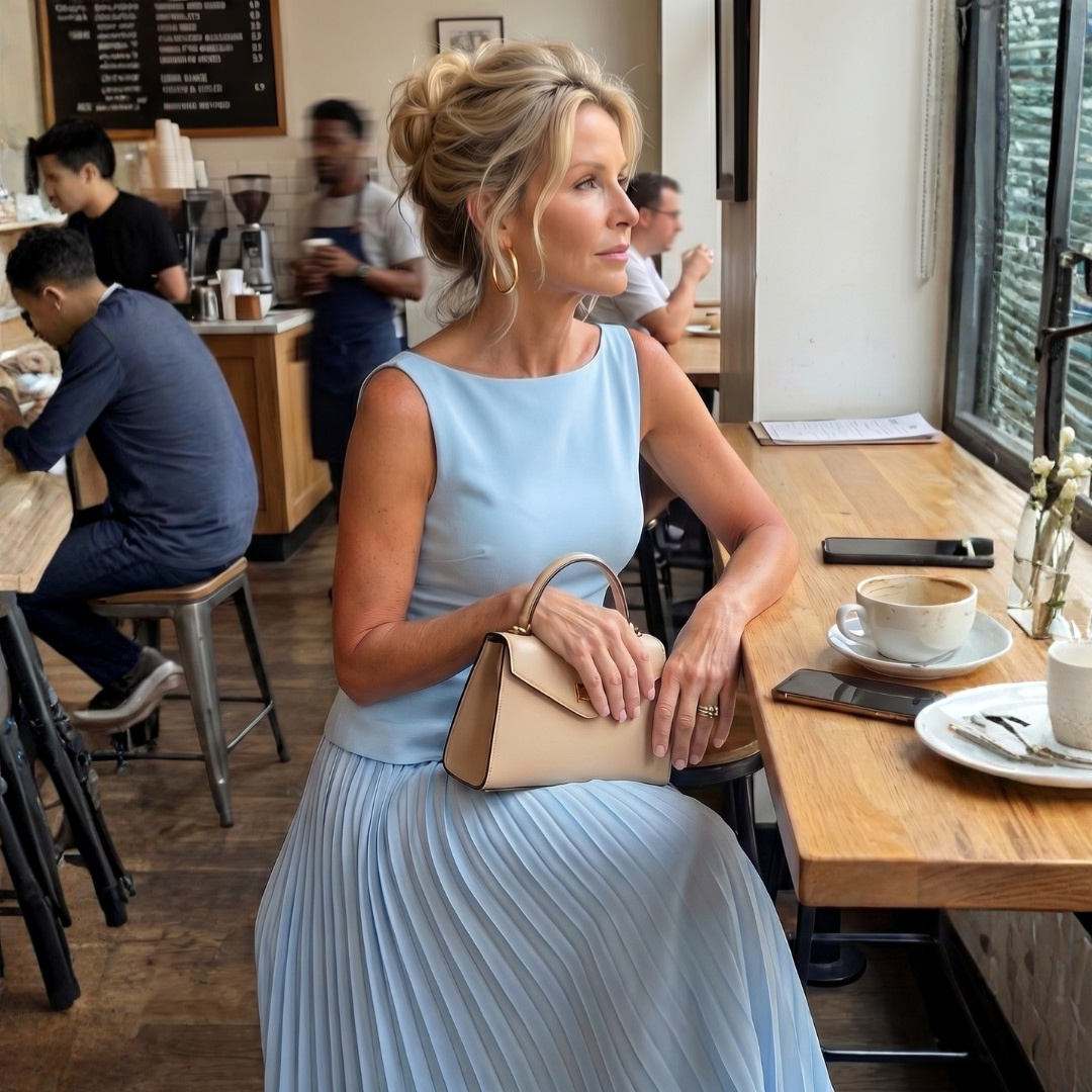 Women's Structured Sleeveless Top & Pleated Maxi Skirt Set