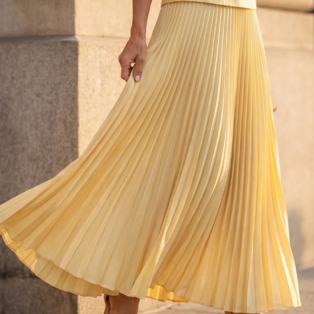 Women's Structured Sleeveless Top & Pleated Maxi Skirt Set