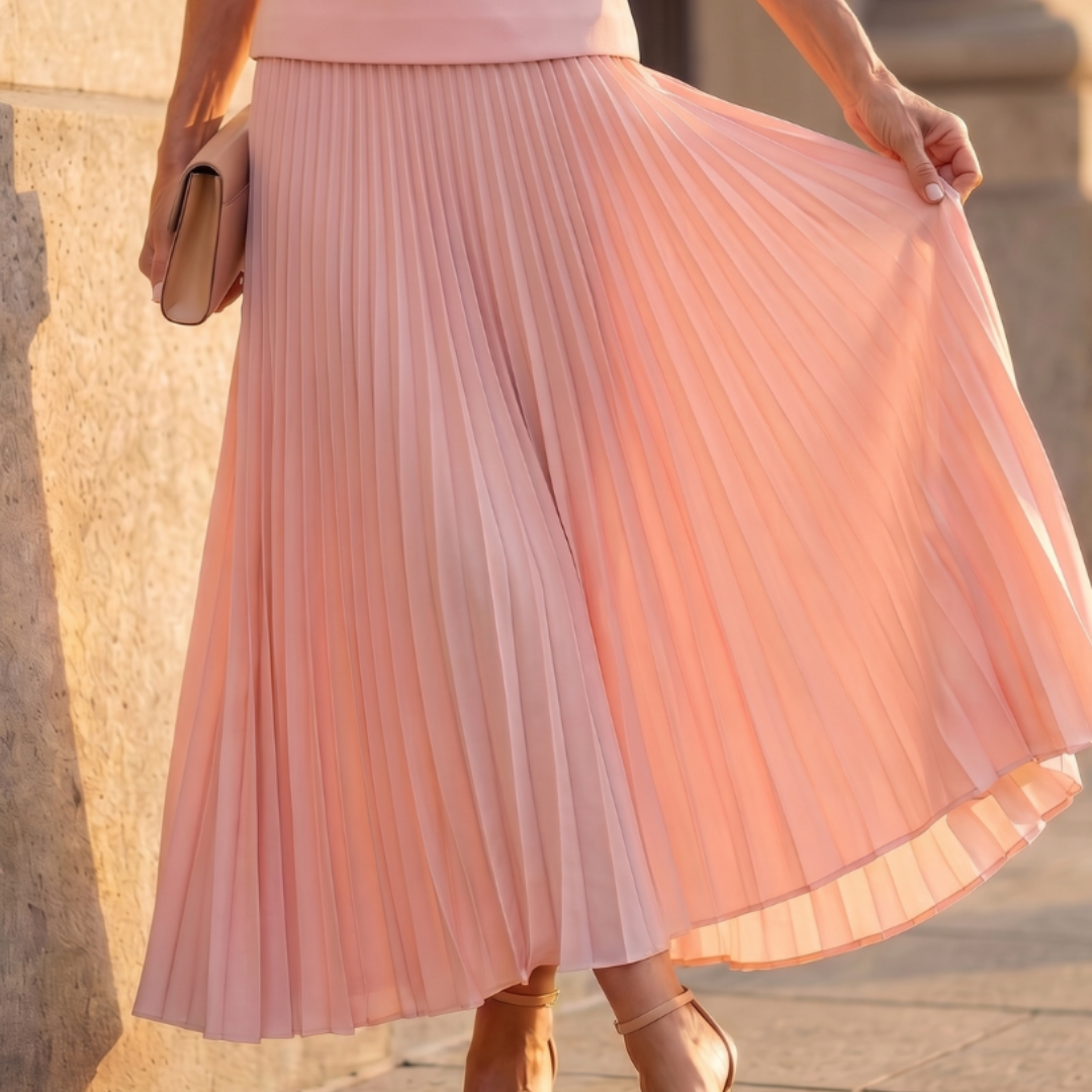 Women's Structured Sleeveless Top & Pleated Maxi Skirt Set