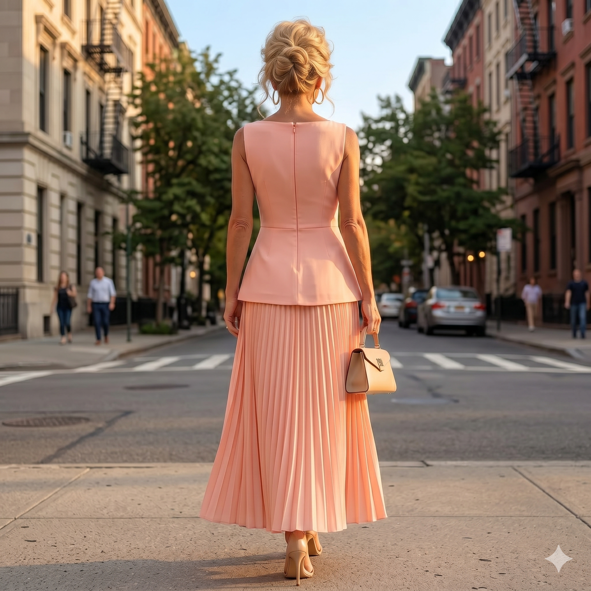 Women's Structured Sleeveless Top & Pleated Maxi Skirt Set