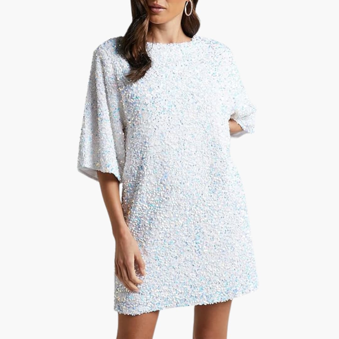 Robe élégante à sequins pour femme avec manches évasées
