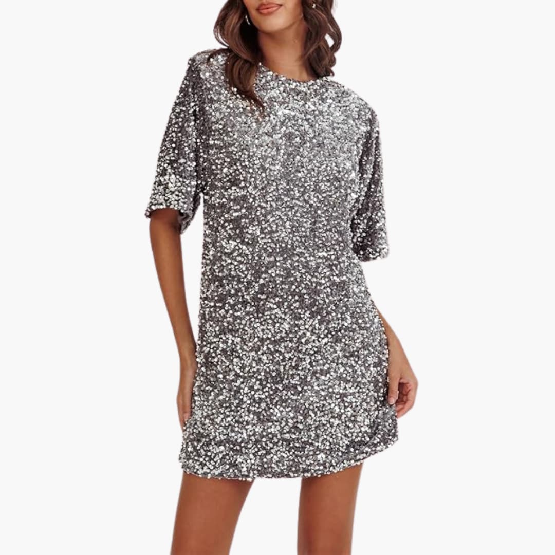 Robe élégante à sequins pour femme avec manches évasées