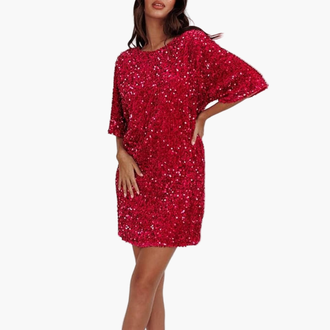 Robe élégante à sequins pour femme avec manches évasées
