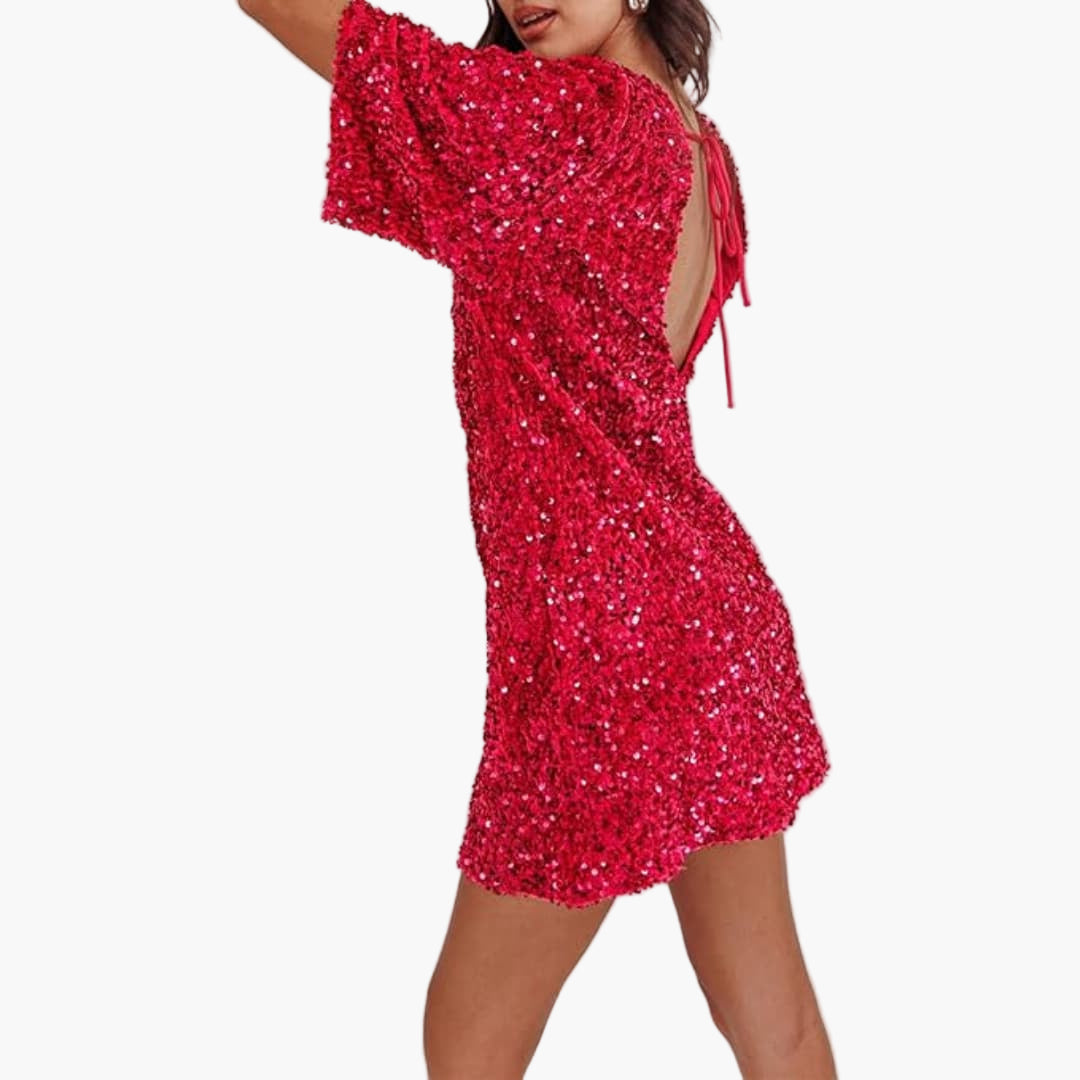 Robe élégante à sequins pour femme avec manches évasées