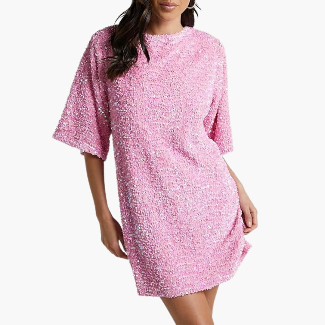 Robe élégante à sequins pour femme avec manches évasées