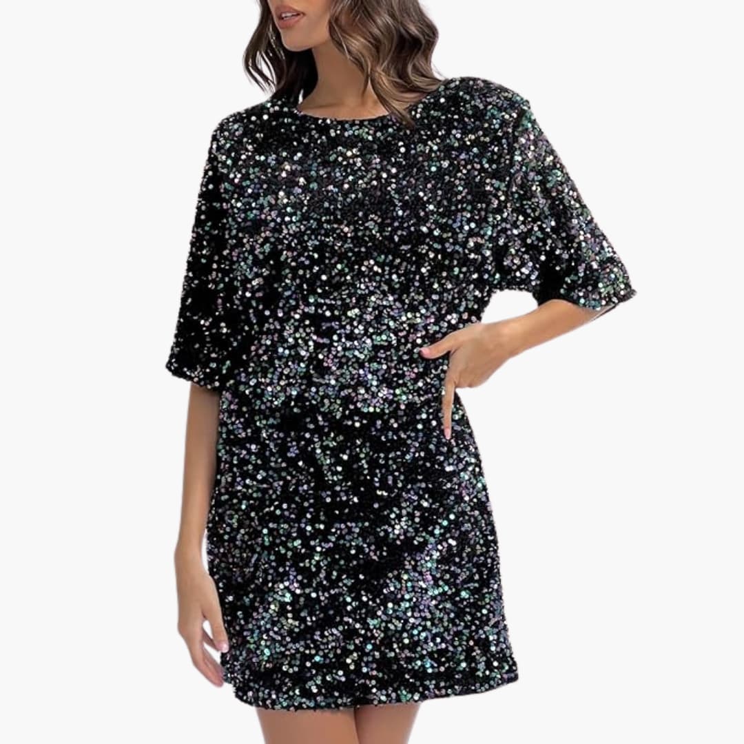 Robe élégante à sequins pour femme avec manches évasées